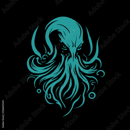 vector illustration of a mythological kraken