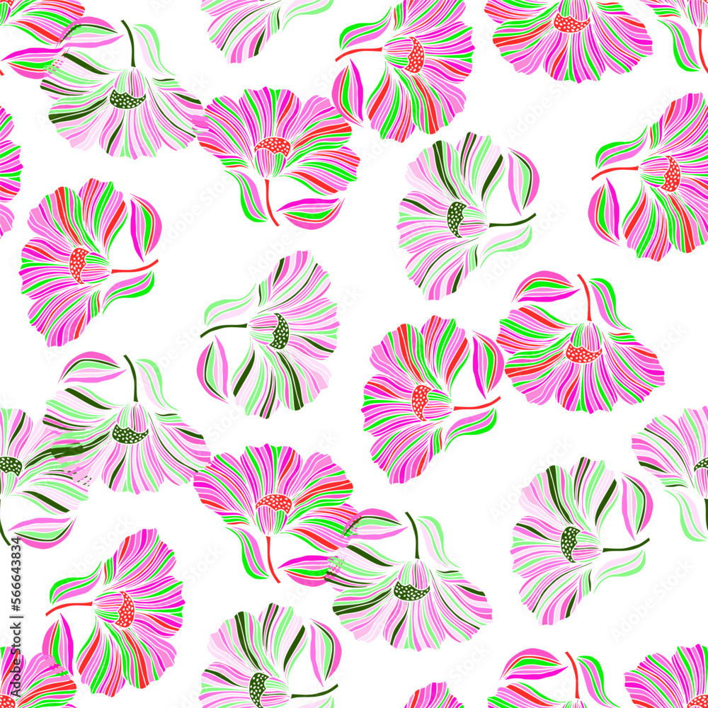 Seamless pattern with tropical leaves. Stylized floral background.