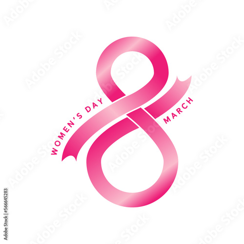 Women's day 8 march pink ribbon 8 