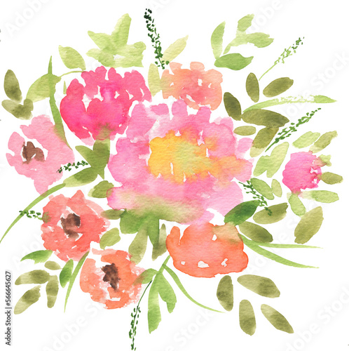 abstract watercolor bright flowers