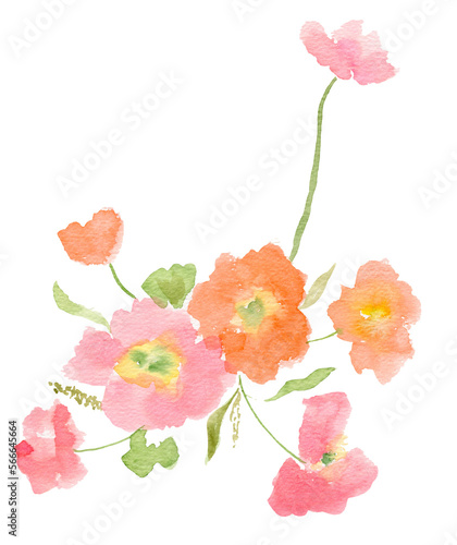 abstract watercolor bright flowers