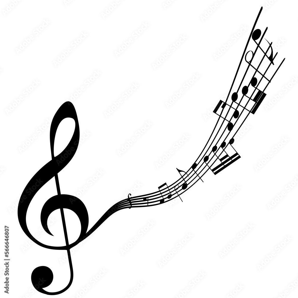 Melody line with treble clef, notes. Music festivals background ...