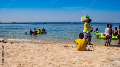 children playing on the beach