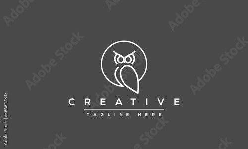 A line art icon logo of an OWL