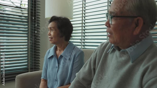 Portrait of Asian elderly women having fun, talking, smiling at home