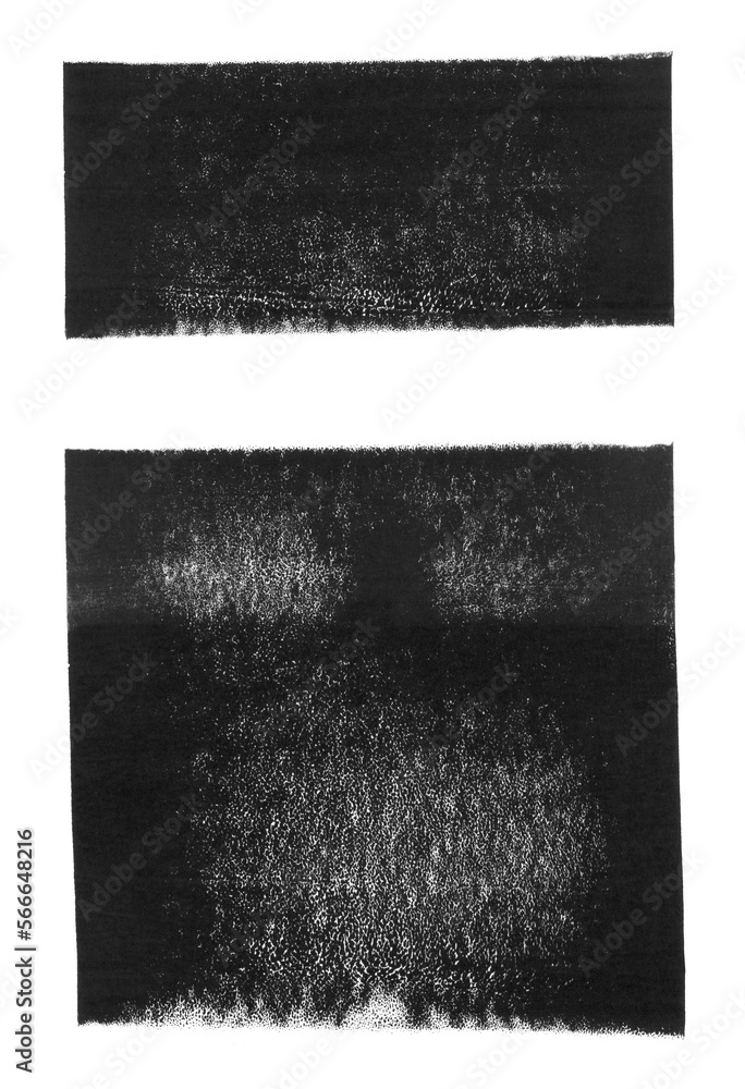 Linocut, relief printing rectangle textures. Black and white artistic ...