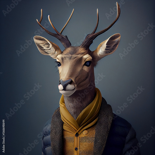 3D Deer Avatar for online games or web account avatar. Generated AI