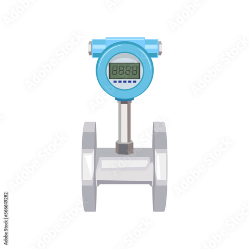 Digital gas flow meter vector illustration. Cartoon measuring counter with consumption indicator isolated on white background. Device, measurement concept