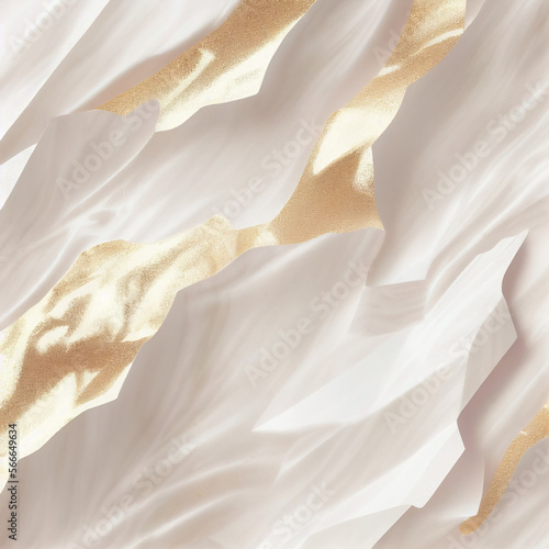 光沢のある紙のテクスチャ。白と金色の抽象的でモダンな正方形背景。ジェネレーティブAI
