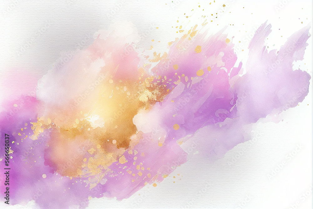 Abstract watercolor painting background in pink golden colors. AI