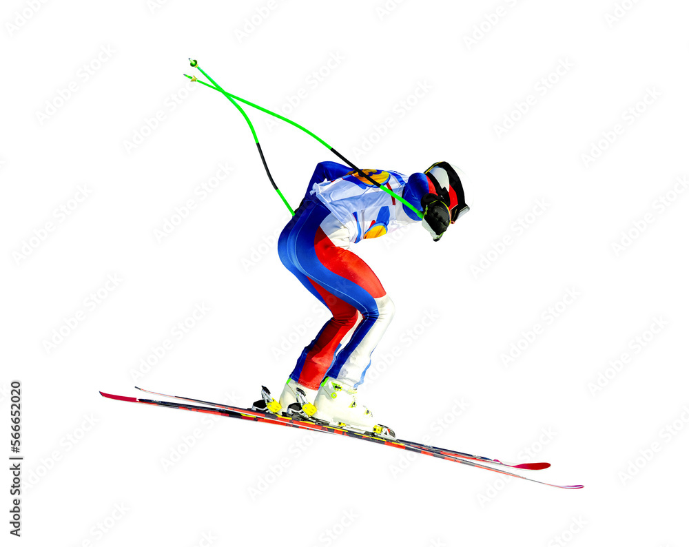 man athlete skier in alpine skiing - obrazy, fototapety, plakaty 