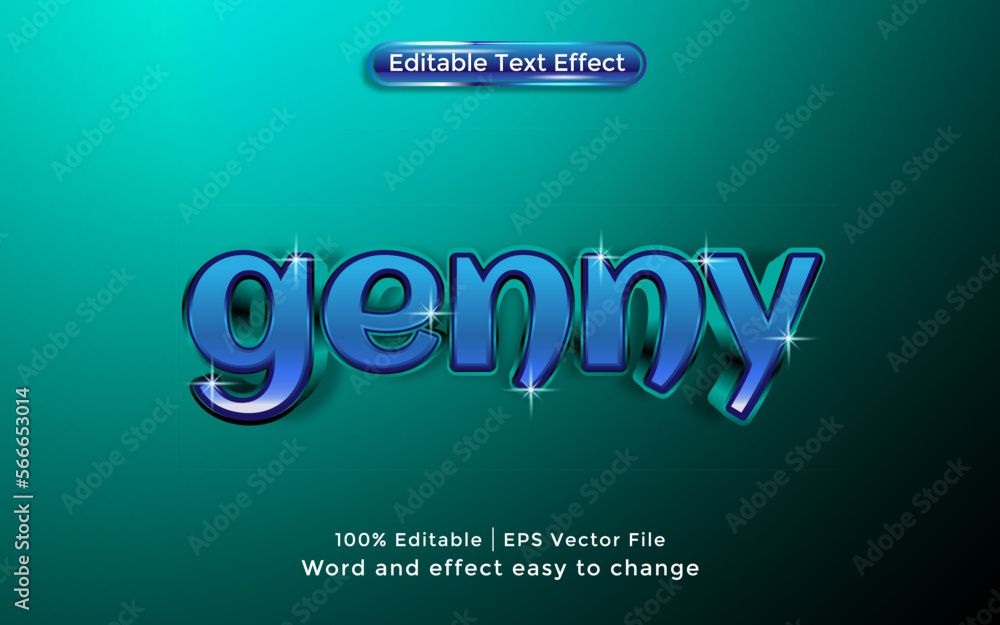 Genny text, 3D style Editable Text Effect