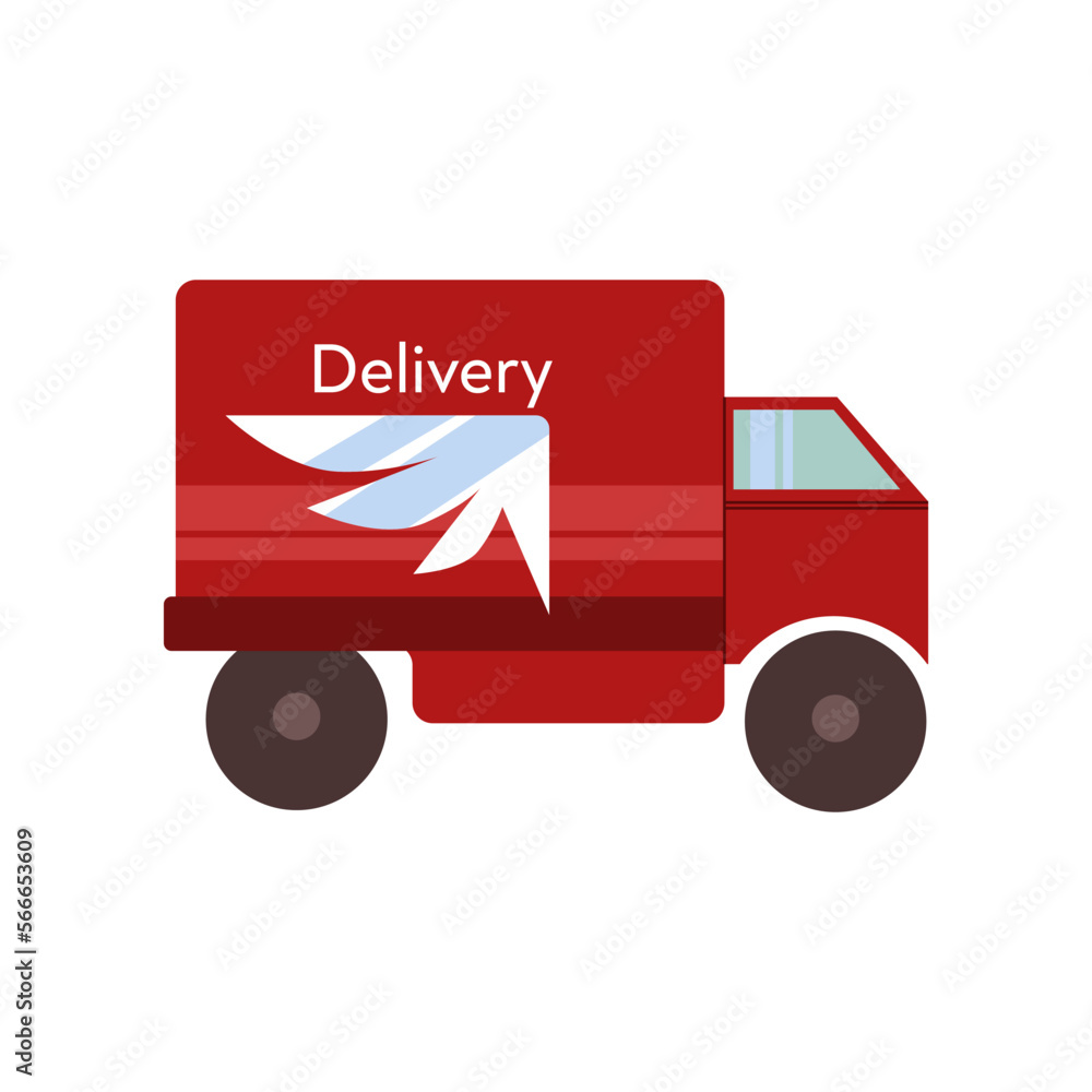 Truck delivering online orders isolated on white. Vector illustration of delivery express service. Delivery concept Truck delivering online orders isolated on white. Vector illustration of delivery express service. Delivery concept