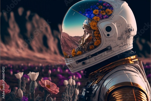 Astronauta scopre fiori photo