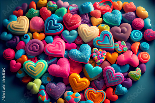 Multicolored heart shaped c...