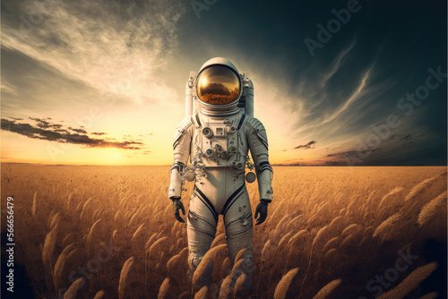 Astronaut in a wheat field — Generative AI © Marcus