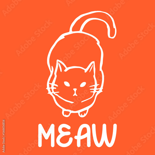 Vector de gato. Gatito maullando. Felino. Dibujo de Gato. Miau. Meaw. Maullido. Ronroneo.