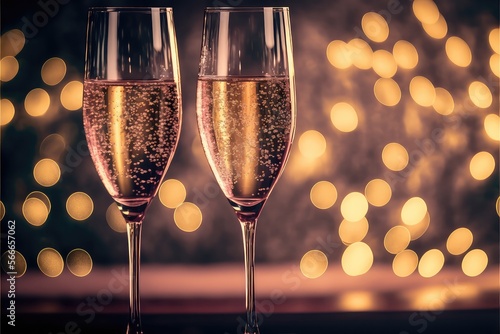 Champagne glasses with bohek Background photo