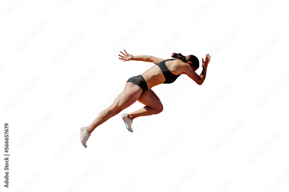 start female sprinter running transparent background