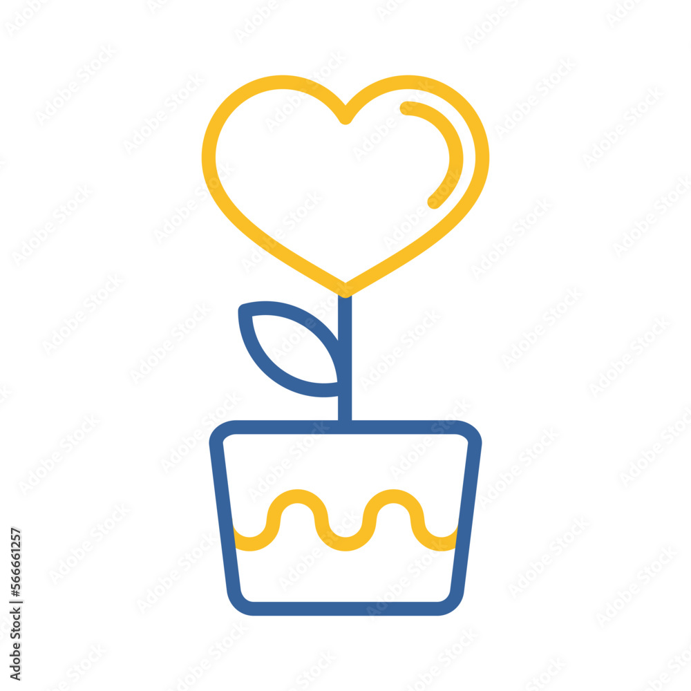 Heart flower in pot vector icon Heart flower in pot vector icon