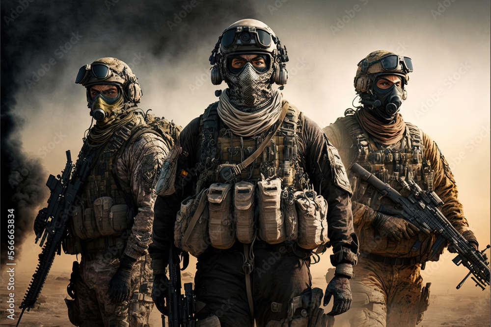 Special forces. Soldiers in the desert Special forces. Soldiers in the desert
