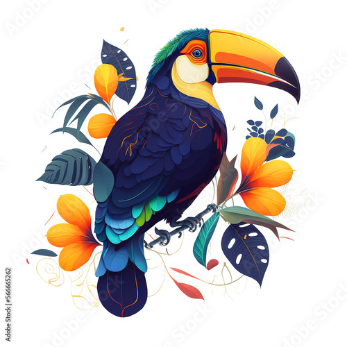 Colorful vivid Toucan tropical bird illustration on transparent background © EOL STUDIOS