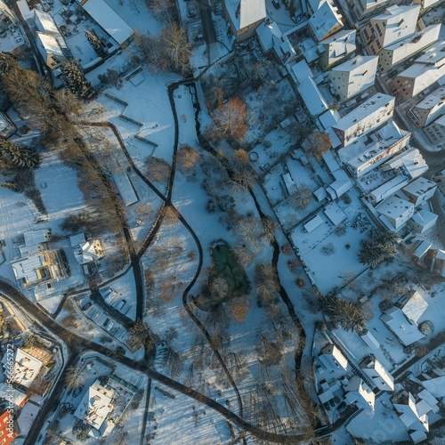 Kalter Wintermorgen im mittelfränkischen Hilpoltstein - die Stadt von oben © ARochau