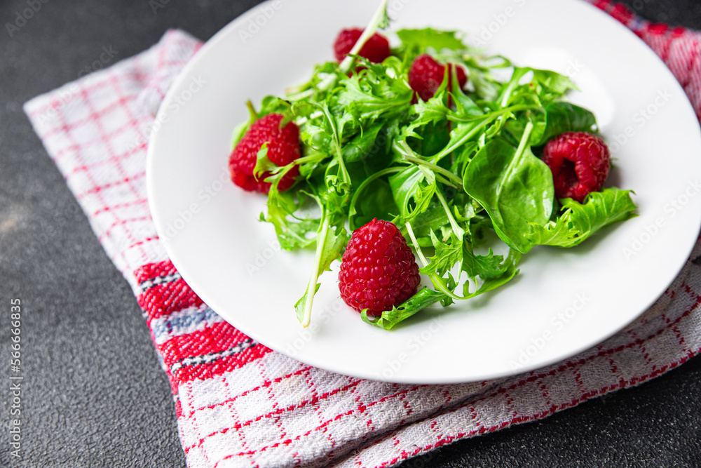 raspberry salad green leaves mix salad healthy meal food snack on the table copy space food background rustic top view keto or paleo diet veggie vegan or vegetarian food raspberry salad green leaves mix salad healthy meal food snack on the table copy space food background rustic top view keto or paleo diet veggie vegan or vegetarian food