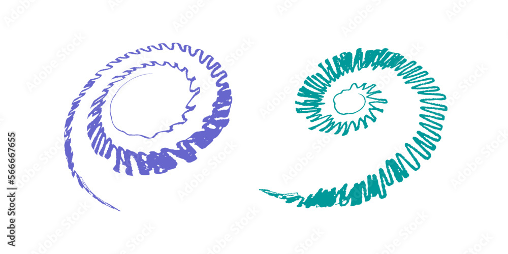 Fototapeta premium Spiral Design Elements. Abstract Brush Strokes Swirl Lines.