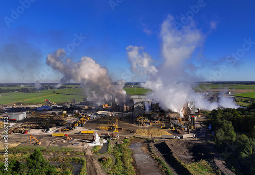 Louisiana sugar manufacturing aerial view