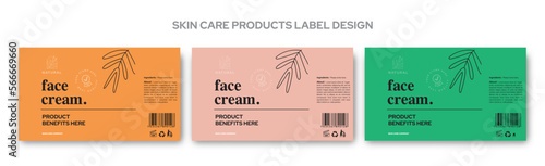 Skin care cosmetic labels vector set of templates cosmetic packaging design, label, branding. Premium design with floral illustrations. Hair care, skin care labels face cream label designs photo