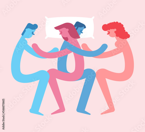 Adultery. Marital infidelity concept. Couple lies in bed and thinks about other loved ones.