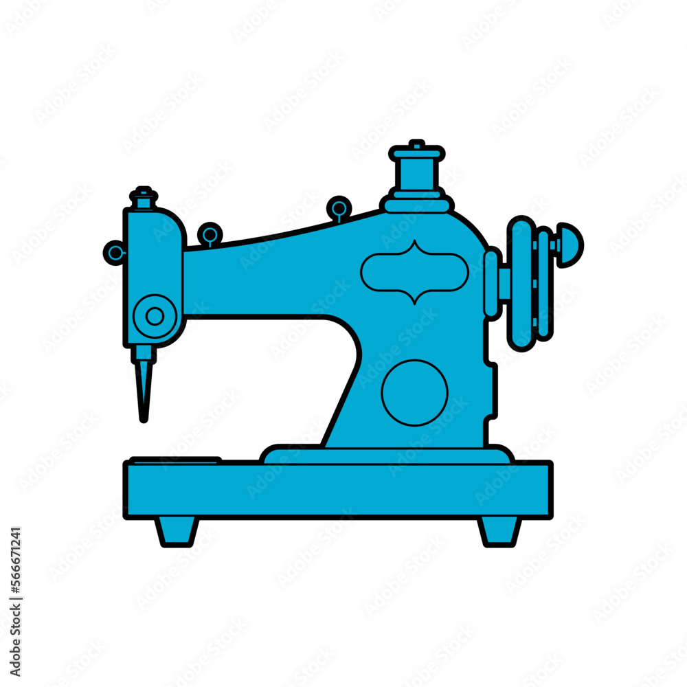 Retro sewing machine isolated icon sign. Vector illustration