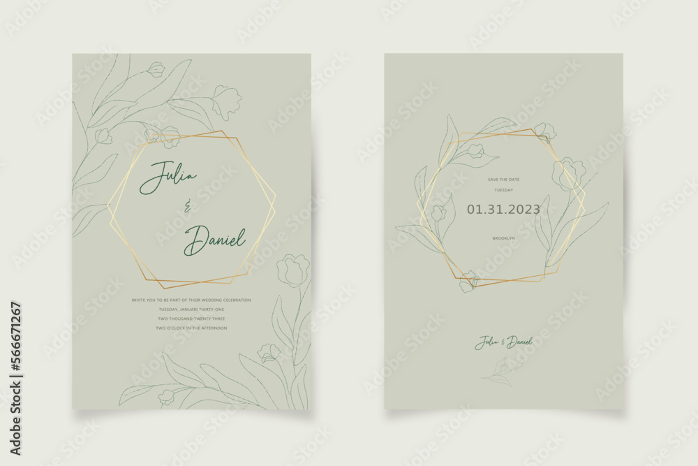 Wedding Invitation, sage green, floral invitation design, RSVP modern card Design, Hand drawn botanical leaf greenery branches decorative elegant rustic template Wedding Invitation, sage green, floral invitation design, RSVP modern card Design, Hand drawn botanical leaf greenery branches decorative elegant rustic template