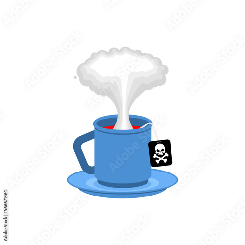 Explosion in cup of coffee. Nuclear explosion in a mug. Doomsday concept