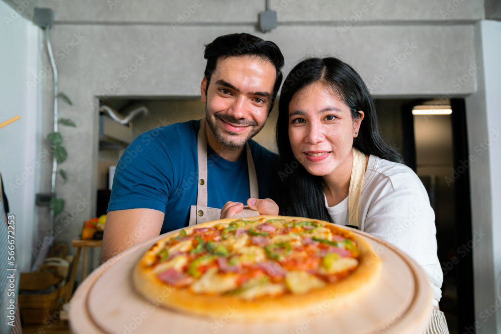 homemade italian pizza dough face with vegetable and sauce cook by