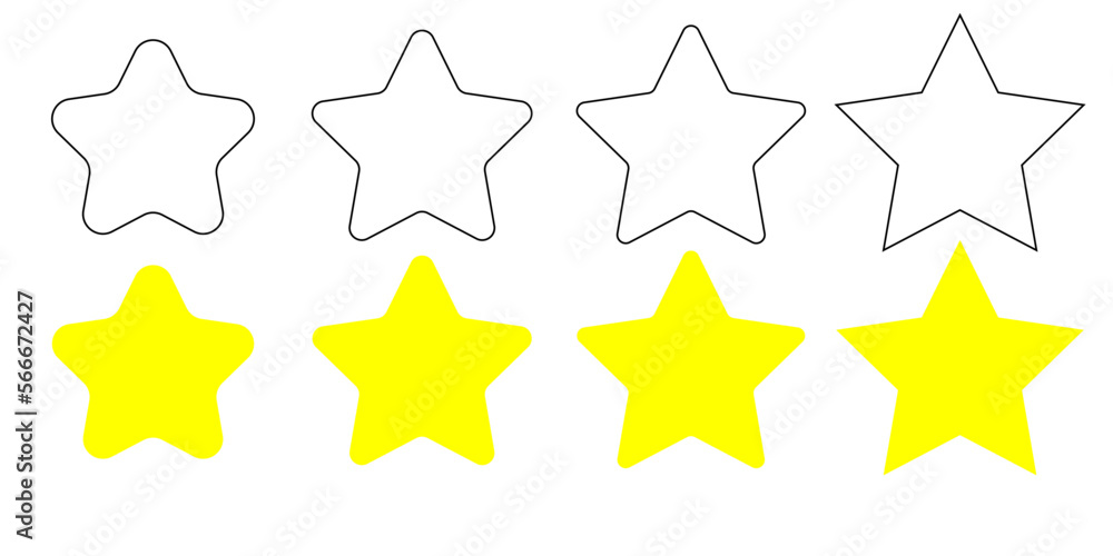 Collection yellow and transparent stars Collection yellow and transparent stars