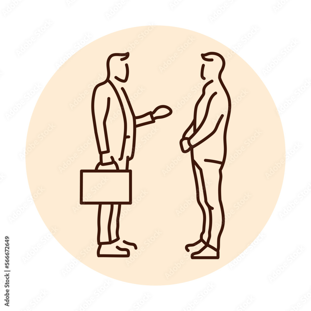 Businessmans communicate color line icon. Female entrepreneur. Businessmans communicate color line icon. Female entrepreneur.