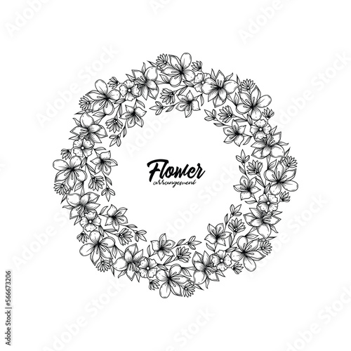 Original vector illustration. Floral wreath in vintage style.