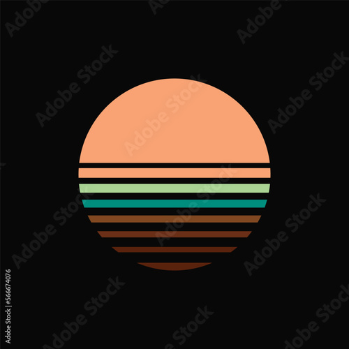 Vintage striped sunset. Vector background. A design element.