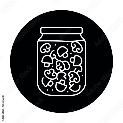 Pickled mushrooms in a jar color line icon.