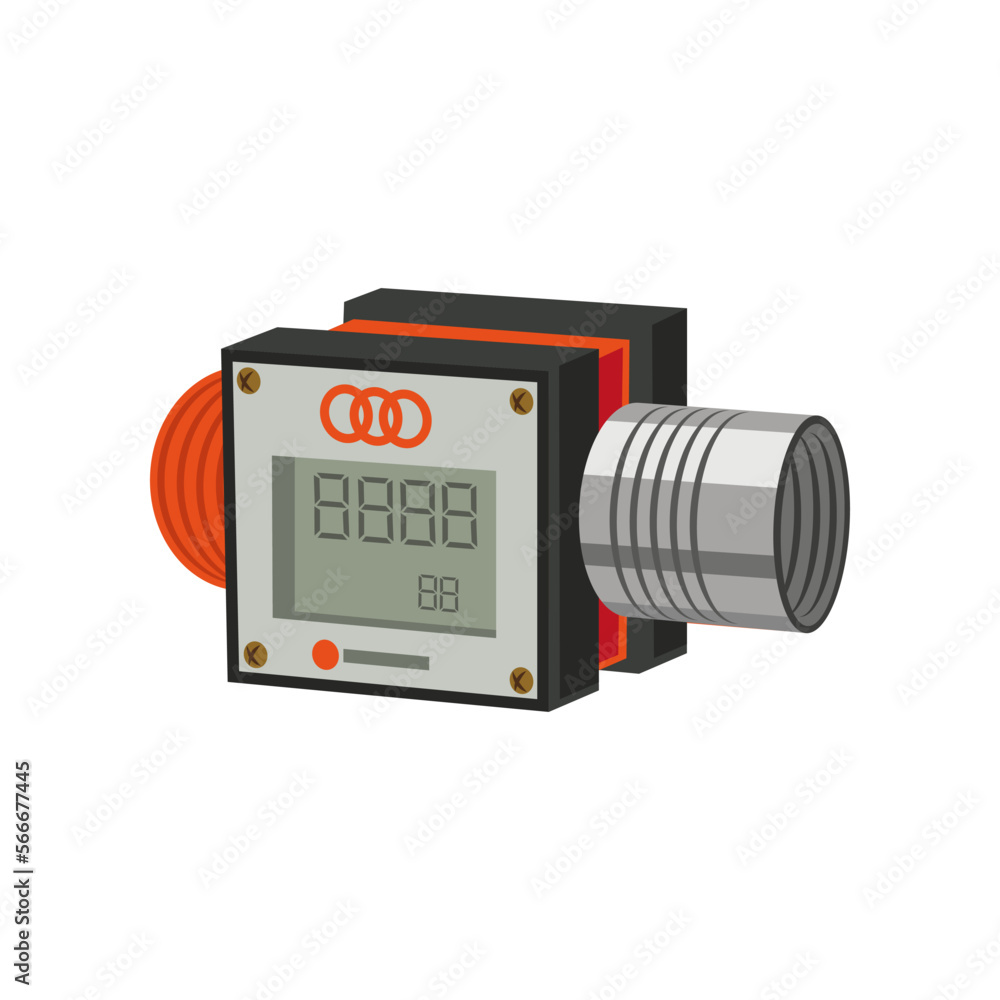 Fototapeta premium Electric pipe pressure meter vector illustration. Cartoon measuring counter with consumption indicator isolated on white background. Device, measurement concept