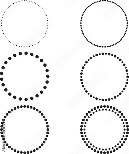 Dotted circle frame set, dotted circle monogram, dotted circle clipart, SVG Vector