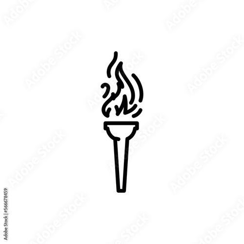 Fire torch black line icon. Pictogram for web page