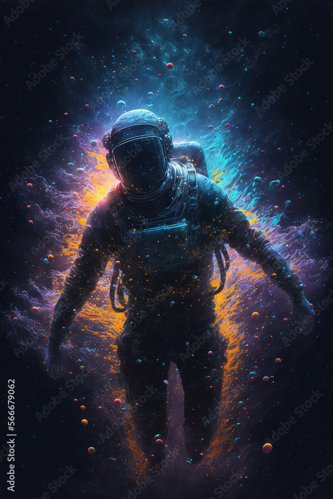 Generative ai astronaut floating zero gravity in outer space. Discovery, exploration concept Generative ai astronaut floating zero gravity in outer space. Discovery, exploration concept