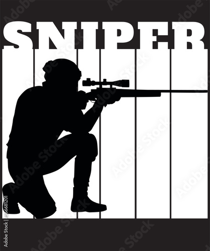 retro Sniper gamer t shirt design and template