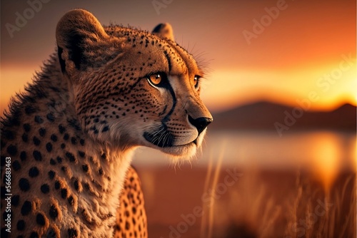 leopard at sunset
