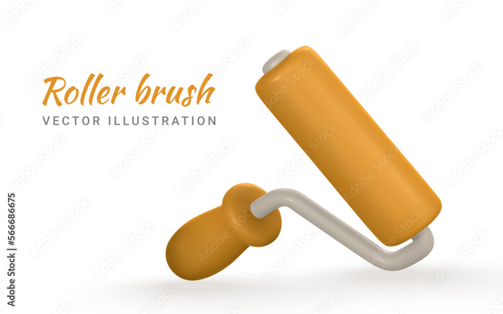 3d realistic roller brush in cartoon style. Vector illustration 3d realistic roller brush in cartoon style. Vector illustration