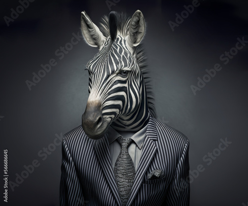 Portrait of Zebra in a business suit  boss  generative ai