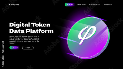 landing page design with a digital token for business